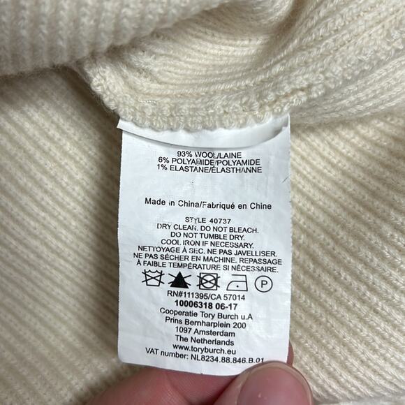 Tory Burch Ruffle Bell Sleeves Sweater Cream Ivory Designer - Picture 7 of 10